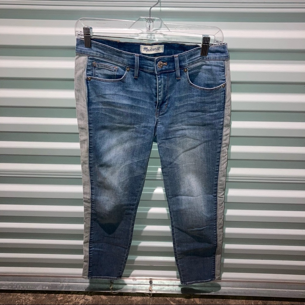 MADEWELL Jeans Women's Size 28 Blue Skinny Skinny Crop W/ Stripe Side Panels